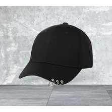 Rahan Şapka Kasket Şapka Spor Şapka Unisex Siyah Zincir Piercing Li Halkalı 02