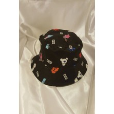 Rahan Şapka Bucket Şapka Balıkçı Kova Şapka Unisex Yuvarlak Şapka Figürlü