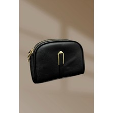 Shoecide Toka Detaylı 3 Bölmeli Askılı Fermuarlı Siyah Kadın El ve Omuz Çantası