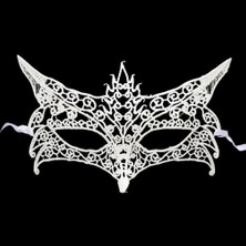 Ynt İthalat Beyaz Renk Dantel Kesim Dantel Işlemeli Balo Parti Maskesi 7 No