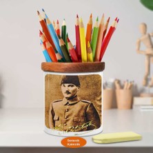 Asilmeydan Üniformalı Mustafa Kemal Atatürk Ahşap Seramik Kalemlik-1020