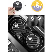 Bmw  320I Modeline Özel Siyah Karbon Bardak Altlığı Bmw Armali  320I 2 Adet 7 cm Spor Şıklığı Için