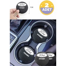 Kocamın Tasarımı Ford Ranger Siyah Karbon Araç Bardak Altlığı Ford Logolu Ranger Özel Üretim 2 Adet 7 cm