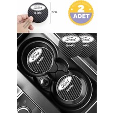 Ford B-Max Siyah Karbon Bardak Altlığı 2 Adet Ford Logolu B-Max Yazılı 7 cm Için Özel Tasarım