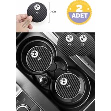 Kocamın Tasarımı Bmw X3 Modeline Özel Siyah Karbon Bardak Altlığı Bmw Armali X3 2 Adet 7 cm Spor Şıklığı Için