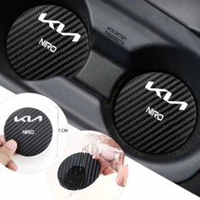 Kocamın Tasarımı Karbon Desenli Kia Niro Bardak Altlığı Kia Niro Iç Mekanı Için Spor 7 cm Tasarımı 2 Adet