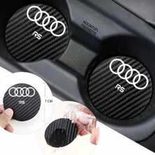 Kocamın Tasarımı Audi Rs Yazılı Karbon Bardak Altlığı Audi Armali Rs Için Spor ve Şık 7 cm 2 Adet Tasarım