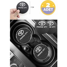 Toyota Proace City Siyah Karbon 7 cm Bardak Altlığı Toyota Yazılı Proace City Logolu 2 Adet Dayanıklı Şık Tasarım