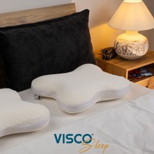 Visco Sleep Kelebek Yastık Çok Amaçlı Yastık Ergonomik Yastık Papillon Ortopedik Doğal Viskon Kılıflı Yastık 45x50x15  cm