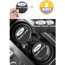 Kocamın Tasarımı Ford Tourneo Custom Yazılı Karbon Bardak Altlığı Ford Armali Tourneo Custom Için Spor ve Şık 7 cm 2 Adet Tasarım