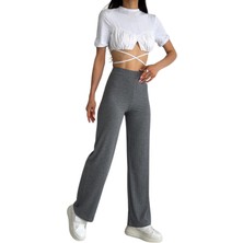 Looksense Kadın Kaşkorse Yüksek Bel Bol Paça Fitilli Tayt 01034