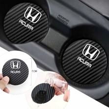 Kocamın Tasarımı Honda Acura Karbon 7 cm Bardak Altlığı Honda Acura Amblemli Dayanıklı ve Şık 2 Adet