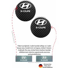 Kocamın Tasarımı Karbon Desenli Hyundai S-Coupe Bardak Altlığı Hyundai S-Coupe Iç Mekanı Için Spor 7 cm Tasarımı 2 Adet