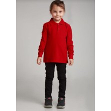 Mihman Butik Unısex Çocuk Uzun Kol Polo Yaka Okul Lakost T-Shırt