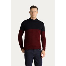 Bisiklet Yaka Slim Fit Dar Kesim Desenli Triko Kazak