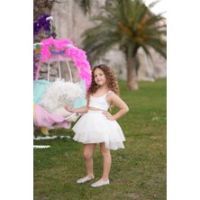 Narely Otriş Detaylı Beyaz Etek&crop Takım