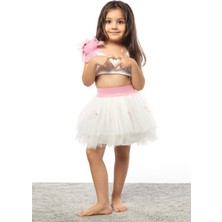 Narely Otriş Detaylı Pembe Etek&crop Takım
