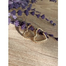Youqa Atelier Çelik Burgulu Kalp Gold Küpe