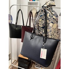 Pinkylola Design-Big Kova Model Lacivert  Deri Omuz Çantası