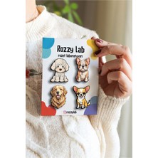 Rozzy Lab 4'lü Köpek Rozet Set Poodle Kaniş Bulldog Golden Chihuahua - Rozet - Broş - Yaka Çanta Aksesuar