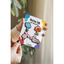 Rozzy Lab Gumball 4lü Rozet Set - Gumball Darwin Anais Watterson - Broş - Yaka Çanta Aksesuar