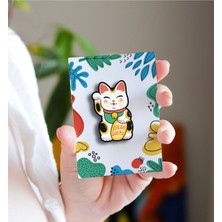 Lucky Cat Japanese - Rozet - Broş - Yaka Çanta Aksesuar