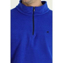 Yarım Fermuarlı Nakışlı Polar Sweatshirt