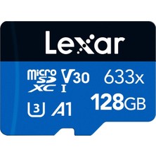 633X 128 GB Micro Sd Kart, Microsdxc Uhs-I Kart + Sd Adaptör, 100MB/S Okumaya Kadar Microsd Hafıza Kartı, A1, Sınıf 10, U3, V30 (LMS0633128G-BNAAA)