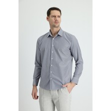 Uzun Kol Slim Fit Dar Kesim Klasik Çizgili Pamuklu Kolay Ütülenebilir Gömlek