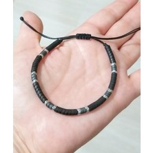 Funny Takı Mat Siyah Mat Gri ve Gümüş Rengi Hematit Doğaltaşlı Unisex Bileklik