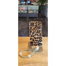 Lucek Cases Apple iPhone 15 Uyumlu Leopar Tasarım Kılıf Taşlı Askılı Kapak Darbe Korumalı Hologram Kapak