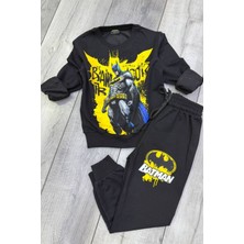 Batman 2 Iplik Mevsimlik Erkek Çocuk Siyah Eşofman Takımı