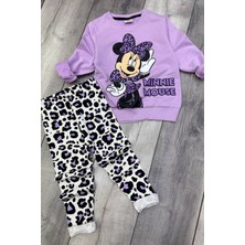 Minnie Mouse 2 Iplik Mevsimlik Kız Çocuk Taytlı Lila Renk Takım