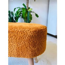 Beylerbeyi Gürgen Ahşap Ayak Welsoft Kumaş Oval Pufidik Puf Bench Tabure Sandalye Berjer Koltuk