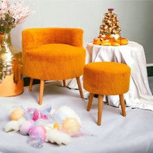 Beylerbeyi Çay Seti Tekli Koltuk Berjer ve Puf Takımı (Salon, Balkon, Ofis) 2 Li Takım turuncu