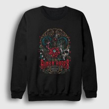 Presmono Unisex Siyah London Guns N' Roses Rock Sweatshirt