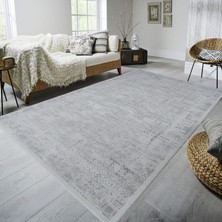 Decofloor Halı Nepal 5395A Gri-Krem Lazer Kesim Makine Halısı Dokuma Taban Oturma Odası-Salon