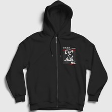 Presmono Unisex Siyah Toji Fushiguro Anime Jujutsu Kaisen Fermuarlı Kapüşonlu Sweatshirt
