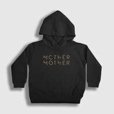 Presmono Unisex Çocuk Siyah Logo Mother Mother Kapüşonlu Sweatshirt
