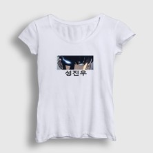 Presmono Kadın Beyaz Arise Sung Jinwoo Solo Leveling T-Shirt