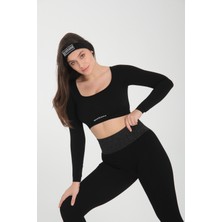 Gymhams Asit Yıkama Desenli Kalçası Büzgülü Push Up Kalça Şekillendirici Tayt Fitness Yoga Yüksek Bel Tayt