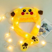 Güler Hediyelik Pikaçu Kulakları Hareket Eden Işıklı Pokemon Peluş Pikachu Şapka