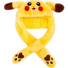 Güler Hediyelik Pikaçu Kulakları Hareket Eden Işıklı Pokemon Peluş Pikachu Şapka