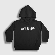 Presmono Unisex Çocuk Siyah Evolution Evrim Motorsiklet Yarış Motoru Kapüşonlu Sweatshirt