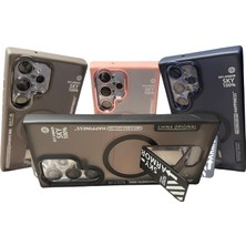 TeknoCase Takeandwait Sky Armor Kapak Galaxy S23 Ultra Kılıf Magsafe Şarj Özellikli Standlı + Lens Koruma-Gri