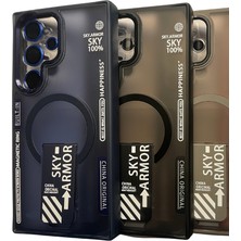 TeknoCase Takeandwait Sky Armor Kapak Galaxy S23 Ultra Kılıf Magsafe Şarj Özellikli Standlı + Lens Koruma-Gri