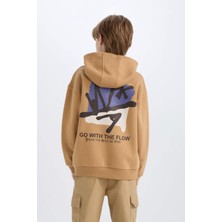 DeFacto Erkek Çocuk Oversize Geniş Kalıp Kapüşonlu Sırt Baskılı Sweatshirt D7116A824WN