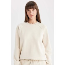 DeFacto Oversize Geniş Kalıp Bisiklet Yaka Kalın Basic Düz Sweatshirt V2697AZ24WN