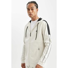DeFactoFit Standart Fit Normal Kesim Skuba Dalgıç Kumaş Kapüşonlu Sporcu Fermuarlı Sweatshirt B4535AX24AU