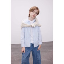 DeFacto Polo Yaka Oxford Uzun Kollu Basic Düz Okul Gömleği Erkek Çocuk T8854A624AU